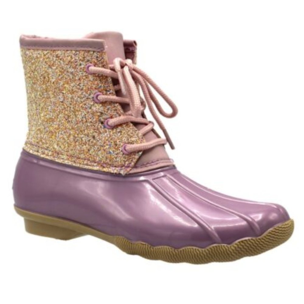 Duck Women LaceUp Two Tone Combat Style Rain Boots